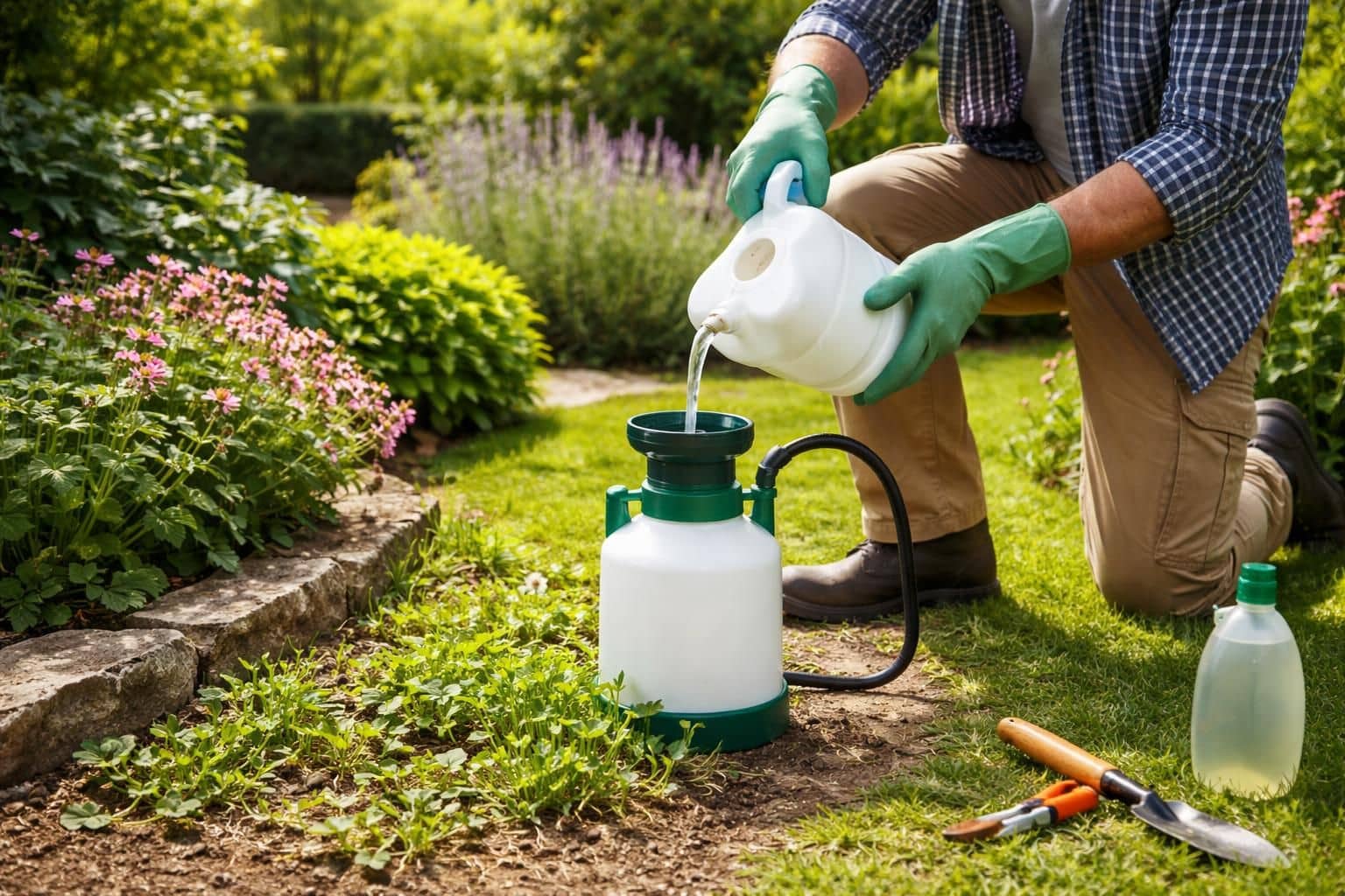 apprenez à utiliser l'eau de javel comme désherbant naturel efficace pour éliminer les mauvaises herbes dans votre jardin tout en préservant votre espace extérieur.