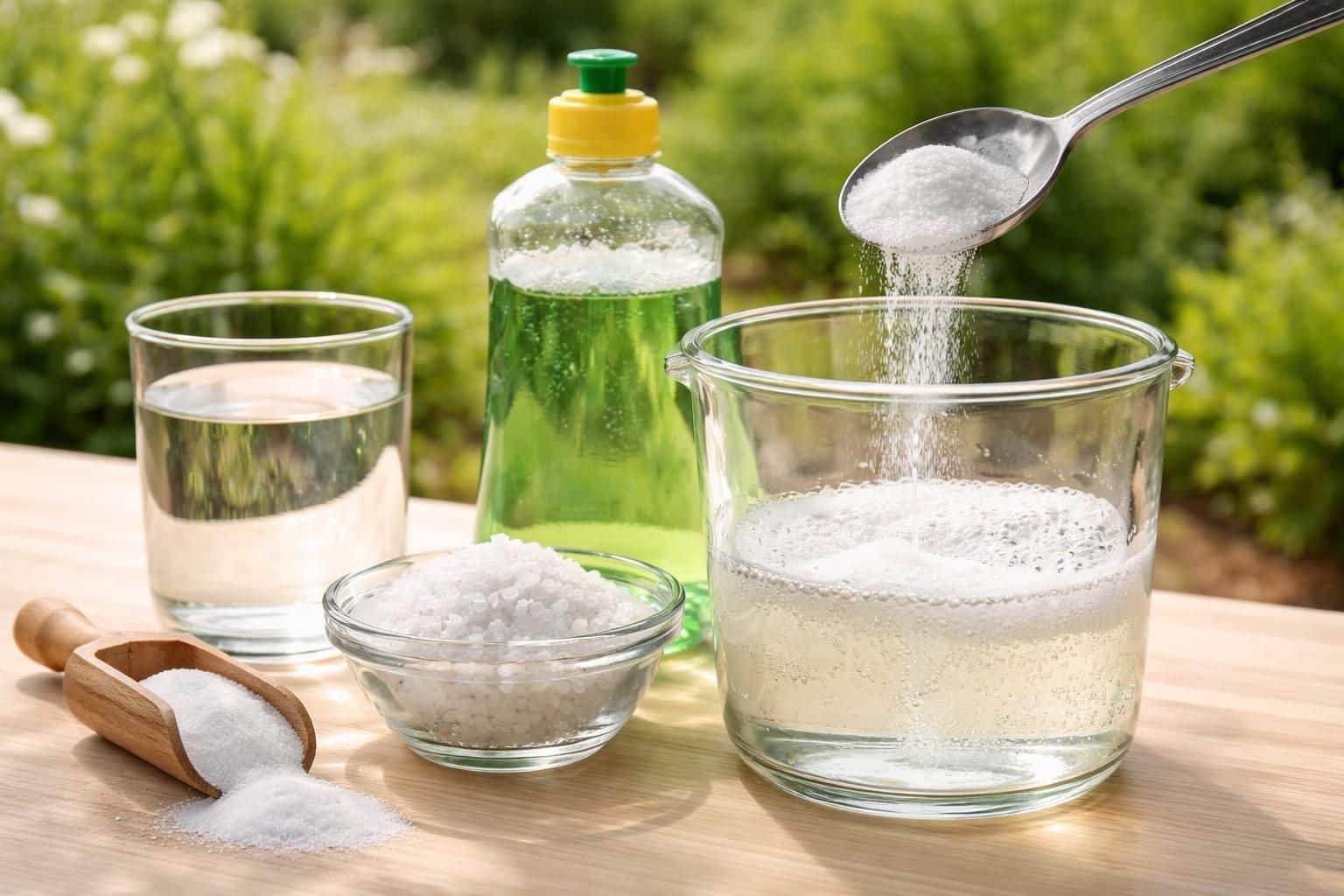 découvrez le dosage idéal pour un désherbant naturel efficace à base de vinaigre, sel, produit vaisselle et bicarbonate, pour éliminer les mauvaises herbes sans produits chimiques.