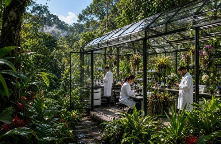 découvrez comment la recherche scientifique s'intègre au cœur de la serre des forêts tropicales humides pour étudier et préserver cet écosystème unique.