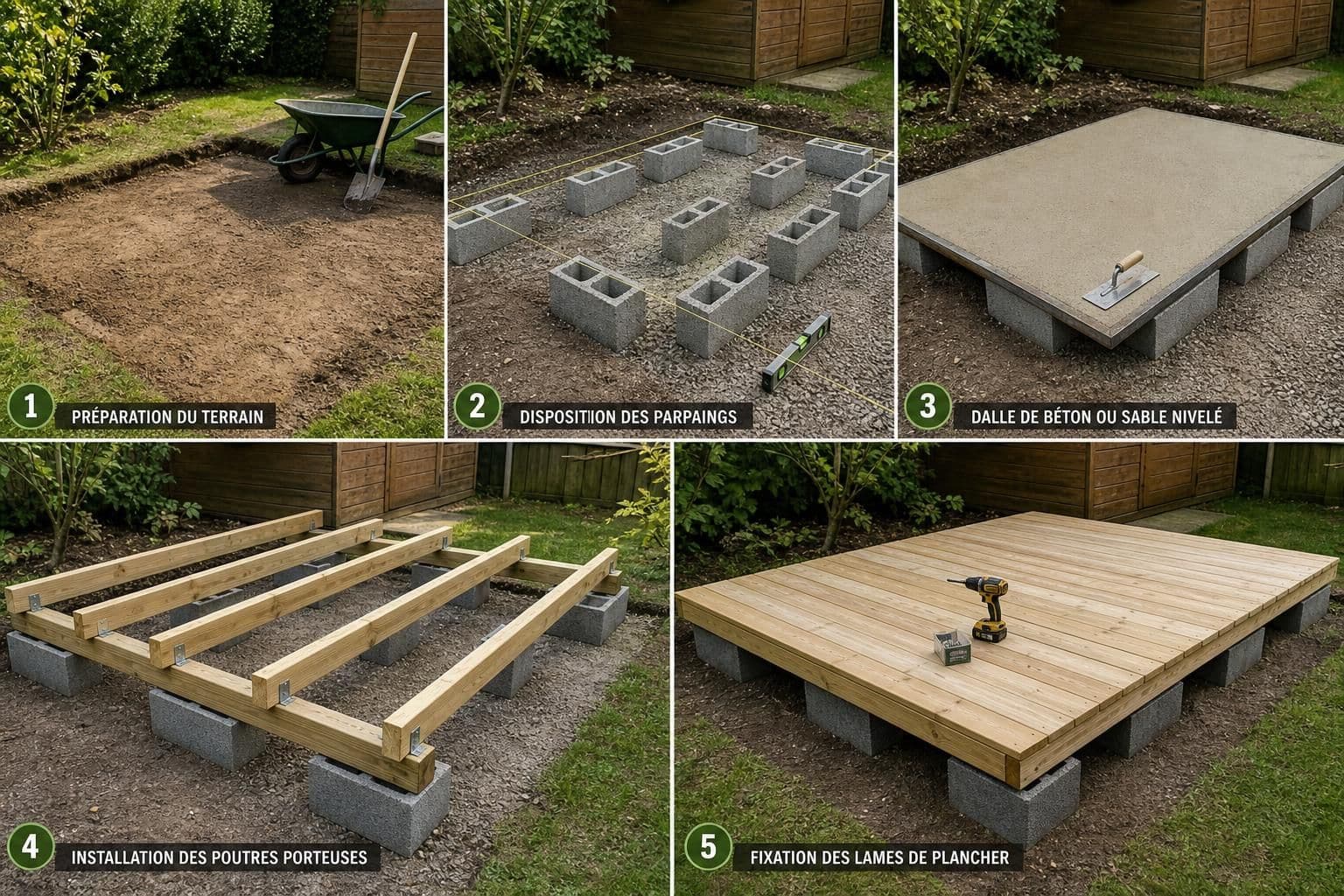 découvrez les étapes essentielles pour réaliser un plancher d'abri de jardin sur parpaing de manière efficace, solide et durable.