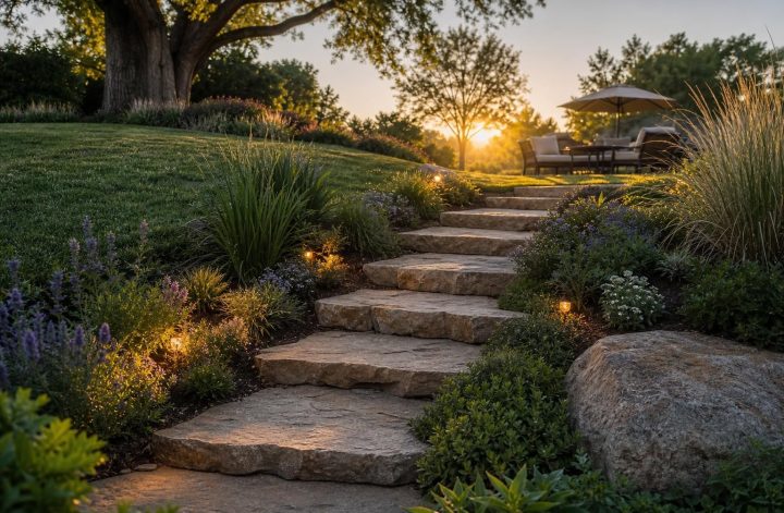 découvrez comment un escalier intégré dans le talus de votre jardin peut métamorphoser votre espace extérieur, en alliant praticité et esthétique pour un paysage unique et harmonieux.
