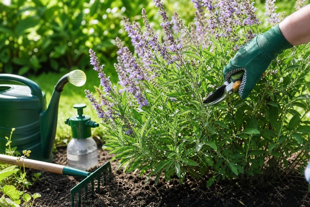 apprenez les meilleures techniques d'entretien et de taille pour une sauge arbustive saine et florissante dans votre jardin.