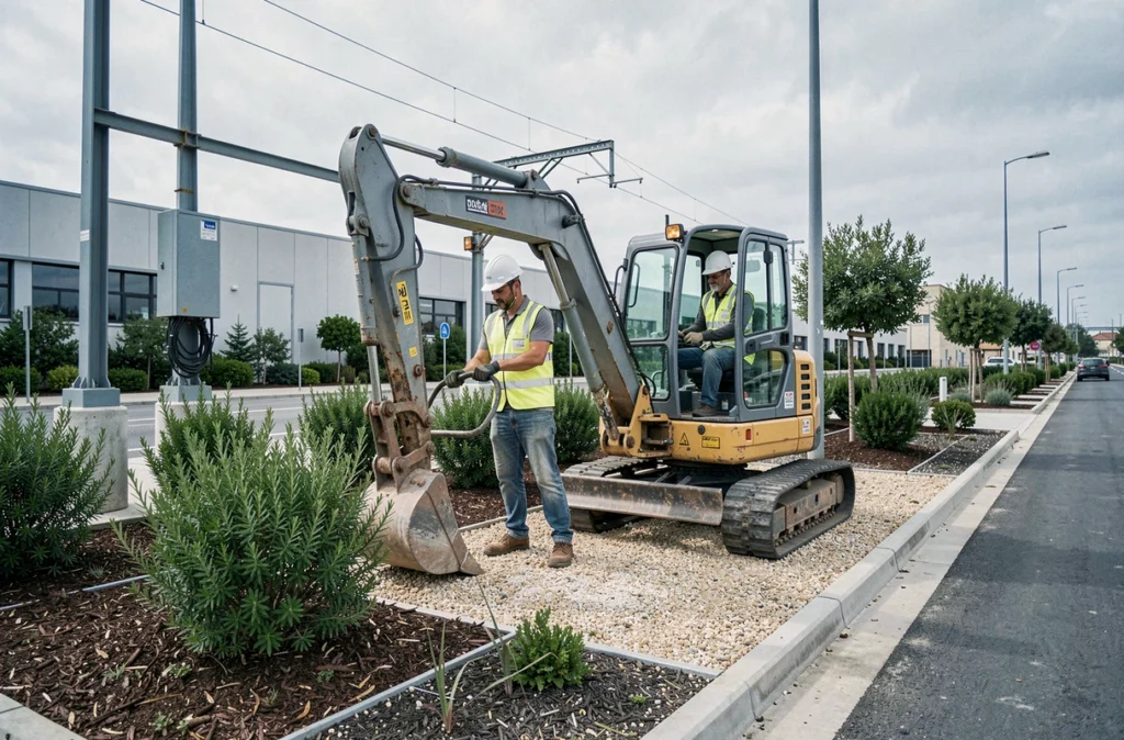 Équipe de paysagistes d'Asco Environnement réalisant un chantier d'aménagement paysager professionnel dans les Bouches-du-Rhône